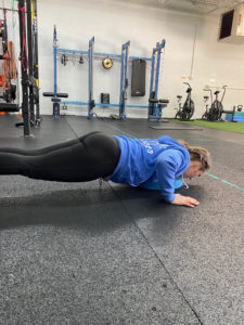 We like to use targets to make sure that we use full range of motion. This is especially helpful when we first shift to full ROM push ups from the floor.